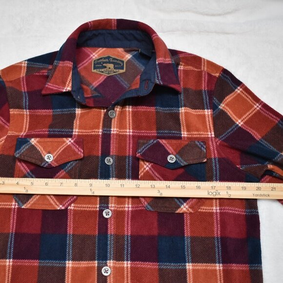 Freedom Foundry Mens Plaid Fleece Button Down Shirt Shacket Sz S Western Outdoor - Picture 14 of 16